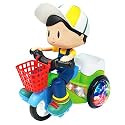 NDAS INTERNATIONAL Stunt Tricyle Toy Lights and Sound Electric Car Model Toy Vehicles Toys for Toddlers Baby Kids Children Birthday, Plastic- Multi Color(Pack of 1)