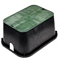 NDS 117BC* 15 in. X 22 in. Rectangular Jumbo Valve Box and Cover, 12 in. Height, Irrigation Control Valve Lettering, Black Box, Green Overlapping Cover, Black/Green