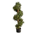 Nearly Natural 33 in Artificial Boxwood Spiral Topiary Tree with Planter