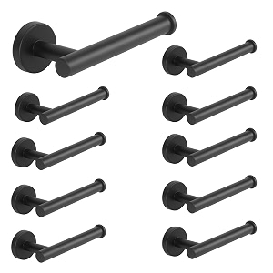 nearmoon bathroom toilet paper holder premium sus304 stainless steel rustproof wall mounted toilet roll holder for bathroom kitchen 10 pack matte black