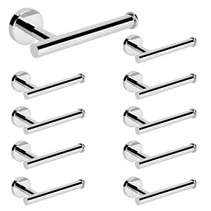 nearmoon bathroom toilet paper holder premium sus304 stainless steel rustproof wall mounted toilet roll holder for bathroom kitchen 10 pack chrome finish