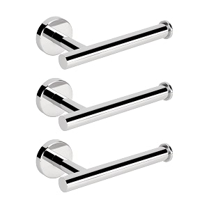 nearmoon bathroom toilet paper holder premium sus304 stainless steel rustproof wall mounted toilet roll holder for bathroom kitchen 3 pack chrome finish