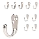 NearMoon Coat Hooks Wall Mounted - Heavy Duty Metal Single Prong Robe Hanger Rustproof Wall Hooks for Towel Hat Key Bag on Bathroom, Kitchen, Livingroom(10 Pack, Silvery)