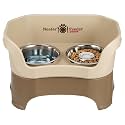 Neater Feeder Deluxe Mess Proof Dog Bowls Elevated for Large Breeds – Made in USA – No Spill Raised Slow Feeder Elevated Dog Bowl Stand, Stainless Steel Food and Water Bowl Set, Cappuccino