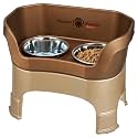 Neater Feeder Deluxe Mess-Proof Elevated Dog Bowls for Large Dogs (40+ lbs), 2 Height Adjustable (14.5” &amp; 17.5”) No-Spill Raised Dog Bowl Stand, Stainless Steel Food Bowl Set, Made in USA, Bronze
