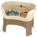 Neater Feeder Deluxe Mess-Proof Elevated Dog Bowls for Large Dogs (40+ lbs), 2 Height Adjustable (14.5” &amp; 17.5”) No-Spill Raised Dog Bowl Stand, Stainless Steel Food Bowl Set, Made in USA, Cappuccino