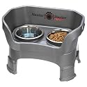 Neater Feeder Deluxe Mess-Proof Elevated Dog Bowls for Medium Dogs (19–40 lbs), 2 Height Adjustable (10” &amp; 12.5”) No-Spill Raised Dog Bowl Stand, Stainless Steel Food Bowl Set, Made in USA, Gunmetal