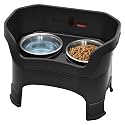 Neater Feeder Deluxe Mess-Proof Elevated Dog Bowls for Large Dogs (40+ lbs), 2 Height Adjustable (14.5” &amp; 17.5”) No-Spill Raised Dog Bowl Stand, Stainless Steel Food Bowl Set, Made in USA, Black