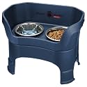 Neater Feeder Deluxe Mess-Proof Elevated Dog Bowls for Large Dogs (40+ lbs), 2 Height Adjustable (14.5” &amp; 17.5”) No-Spill Raised Dog Bowl Stand, Stainless Steel Food Bowl Set, Made in USA, Dark Blue
