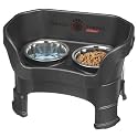 Neater Feeder Deluxe Mess-Proof Elevated Dog Bowls for Medium Dogs (19–40 lbs), 2 Height Adjustable (10” &amp; 12.5”) No-Spill Raised Dog Bowl Stand, Stainless Steel Food Bowl Set, Made in USA, Black