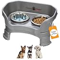 Neater Feeder Deluxe Mess-Proof Elevated Dog Bowls for Small Dogs (Up to 19 lbs), 2 Height Adjustable (6” &amp; 7.5”) No-Spill Raised Dog Bowl Stand, Stainless Steel Food Bowl Set, Made in USA, Gunmetal