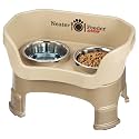 Neater Feeder Deluxe Mess-Proof Elevated Dog Bowls for Medium Dogs (19–40 lbs), 2 Height Adjustable (10” &amp; 12.5”) No-Spill Raised Dog Bowl Stand, Stainless Steel Food Bowl Set, Made in USA, Cappuccino