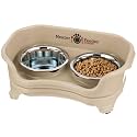 Neater Feeder Express Mess Proof Cat Bowls Elevated, No Spill Feeding Station, Stainless Steel Dishes for Food and Water, Raised Bowls for Indoor Cats, No Fatigue Whisker Friendly Dish, Almond