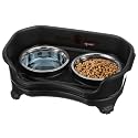 Neater Feeder Express Mess Proof Cat Bowls Elevated, No Spill Feeding Station, Stainless Steel Dishes for Food and Water, Raised Bowls for Indoor Cats, No Fatigue Whisker Friendly Dish, Black
