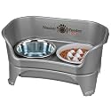 Neater Feeder Express Mess Proof Dog Bowls Elevated for Medium and Large Breed – Made in USA – No Spill Raised Slow Feeder Elevated Dog Bowl Stand, Slow Feed Food and Water Bowl Set, Grey