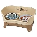 Neater Feeder Express Mess Proof Dog Bowls Elevated for Medium and Large Breed – Made in USA – No Spill Raised Slow Feeder Elevated Dog Bowl Stand, Slow Feed Food and Water Bowl Set, Cappuccino