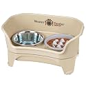 Neater Feeder Express Mess Proof Dog Bowls Elevated for Medium and Large Breed – Made in USA – No Spill Raised Slow Feeder Elevated Dog Bowl Stand, Slow Feed Food and Water Bowl Set, Almond