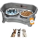 Neater Feeder Express Mess Proof Dog Bowls Elevated for Small Breeds Under 15 Lb, Made in USA, No Spill Raised Dog Food Bowl Stand, Stainless Steel Food and Water Bowl Set, Feeding Station, Grey