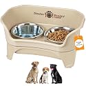 Neater Feeder Express Mess Proof Dog Bowls Elevated for Medium to Large Sized Breed, No Spill Raised Dog Food Bowl Stand, Stainless Steel Food and Water Bowl Set, Pet Dish Feeding Station, Almond