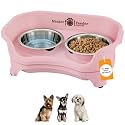 Neater Feeder Express Mess Proof Dog Bowls Elevated for Small Breeds Under 15 Lb, Made in USA, No Spill Raised Dog Food Bowl Stand, Stainless Steel Food and Water Bowl Set, Feeding Station, Pink