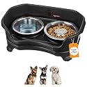 Neater Feeder Express Mess Proof Dog Bowls Elevated for Small Breed – Made in USA – No Spill Raised Slow Feeder Elevated Dog Bowl Stand, Stainless Steel Food and Water Bowl Set, Black
