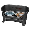 Neater Feeder - Express Model w/ Slow Feed Bowl - Mess-Proof Dog Bowls (M/L, Black) Made in USA – Elevated, No Spill, Non-Tip, Non-Slip, Raised Stainless Steel Food/Water Pet Bowls Aid Digestion