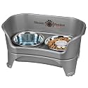 Neater Feeder - Express Model w/ Slow Feed Bowl - Mess-Proof Dog Bowls (M/L, Grey) Made in USA – Elevated, No Spill, Non-Tip, Non-Slip, Raised Stainless Steel Food/Water Pet Bowls Aid Digestion