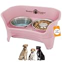 Neater Feeder - Express Model w/Slow Feed Bowl - Mess-Proof Dog Bowls (M/L, Pink) Made in USA – Elevated, No Spill, Non-Tip, Non-Slip, Raised Stainless Steel Food/Water Pet Bowls Aid Digestion