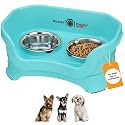 Neater Pet Brands Neater Feeder Deluxe Mess Proof Dog Bowls Elevated for Small Dogs Under 19 lbs, Made in USA, No Spill Raised Dog Food Bowl Stand Feeding Station, Food and Water Bowl Set, Aquamarine