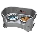 Neater Pet Brands Neater Feeder Deluxe Mess Proof Cat Bowls Elevated, Made in USA, No Spill Raised Bowls for Indoor Cats, Stainless Steel Food and Water Bowl Set, Pet Dish Feeding Station, Gunmetal
