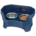 Neater Pet Brands Neater Feeder Deluxe Mess Proof Dog Bowls Elevated for Medium Dogs 19-40 lbs, Made in USA, No Spill Raised Dog Food Bowl Stand Feeding Station, Food and Water Bowl Set, Dark Blue