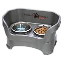 Neater Pet Brands Neater Feeder Deluxe Mess Proof Dog Bowls Elevated for Medium Dogs 19-40 lbs, Made in USA, No Spill Raised Dog Food Bowl Stand Feeding Station, Food and Water Bowl Set, Gunmetal