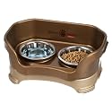 Neater Pet Brands Neater Feeder Deluxe Mess Proof Cat Bowls Elevated, Made in USA, No Spill Raised Bowls for Indoor Cats, Stainless Steel Food and Water Bowl Set, Pet Dish Feeding Station, Bronze