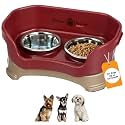 Neater Pet Brands Neater Feeder Deluxe Mess Proof Dog Bowls Elevated for Small Dogs Under 19 lbs, Made in USA, No Spill Raised Dog Food Bowl Stand Feeding Station, Food and Water Bowl Set, Cranberry