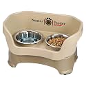 Neater Pet Brands Neater Feeder Deluxe Mess Proof Dog Bowls Elevated for Medium Dogs 19-40 lbs, Made in USA, No Spill Raised Dog Food Bowl Stand Feeding Station, Food and Water Bowl Set, Cappuccino