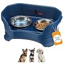 Neater Pet Brands Neater Feeder Deluxe Mess Proof Dog Bowls Elevated for Small Dogs Under 19 lbs, Made in USA, No Spill Raised Dog Food Bowl Stand Feeding Station, Food and Water Bowl Set, Dark Blue