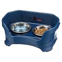 Neater Pet Brands Neater Feeder Deluxe Mess Proof Cat Bowls Elevated, Made in USA, No Spill Raised Bowls for Indoor Cats, Stainless Steel Food and Water Bowl Set, Pet Dish Feeding Station, Dark Blue