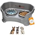 Neater Pet Brands Neater Feeder Deluxe Mess Proof Dog Bowls Elevated for Small Dogs Under 19 lbs, Made in USA, No Spill Raised Dog Food Bowl Stand Feeding Station, Food and Water Bowl Set, Gunmetal