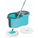 NEATERIZE Prime Spin Mop With Stainless Steel Wringer, 2 Big Wheels, And 2 Microfiber Refills - Efficient Floor Cleaning And Mopping System (Light Blue)