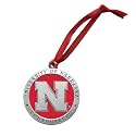Nebraska Ornament Non-Dated | Hand-Sculpted Christmas Tree Ornament | Intricately Crafted Metal Pewter Alma Mater Inlay