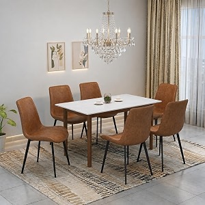 Nebula Six Seater Faux Marble Dining Set