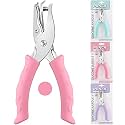 NEBURORA Hole Punch, Pink Single Hole Puncher Metal with Soft-Handled