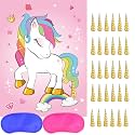 NEBURORA Pin The Horn on The Unicorn Birthday Party Game with 30 Horns for Party Supplies Favors Girls Rainbow Christmas Party Decorations Home Wall Decor