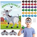 NEBURORA Pin The Tail on The Donkey, Party Game with 30 Pcs Tails for Kids Birthday Party Carnival Circus Christmas Party Supplies