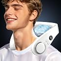 Neck Air Conditioner,5500mAh Neck Fan Rechargeable Battery Operated Metal Cooling Plate AC Cooler,Personal Portable Neck Fans that Blow Cold Air,Bladeless Quiet Wearable Hangs around Neck Device White