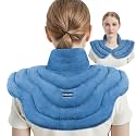 MORLIDEN Neck Heating Pad Microwavable for Shoulders, Warmer Wrap Microwave Heating Pad for Neck and Shoulders for Pain Relief (Light Blue)