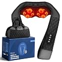 Neck Massager with Heat, Shiatsu Neck and Back Massager, 4D Deep Tissue Kneading for Neck,Back,Shoulder, Body Muscle Pain Relief, Leather Handbag for Storage, Gift for Men Women Mom Dad, Plug-in Use