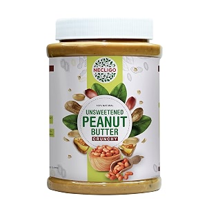 necligo natural peanut butter crunchy  unsweetened  30g protein  made with 100 roasted peanuts  no hydrogenated oil no sugar amp no salt  gluten free  cholesterol free  1 kg