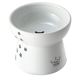 necoichi raised cat food bowl  ceramic elevated 15 tilted bowl for whisker fatigue dishwasher amp microwave safe non-slip anti-vomiting ergonomic design sakura floral extra wide 15-cup capacity