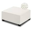 NeColorLife Ottoman Cover Square Velvet Ottoman Slipcover Thick Stretchable Footrest Stool Covers with Elastic Band for Oversized Ottoman (XX-Large Size,Off White)